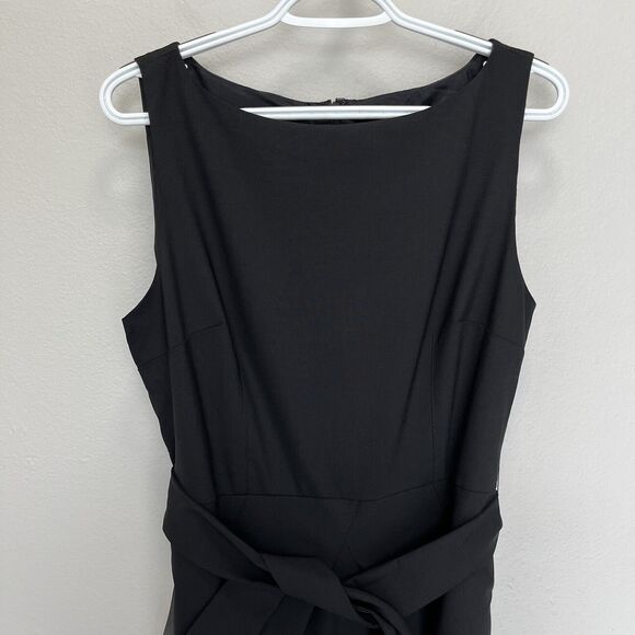 Ann Taylor | LBD Black Virgin Wool Sleeveless Knee Length Dress Belted Size 120 - Picture 3 of 8